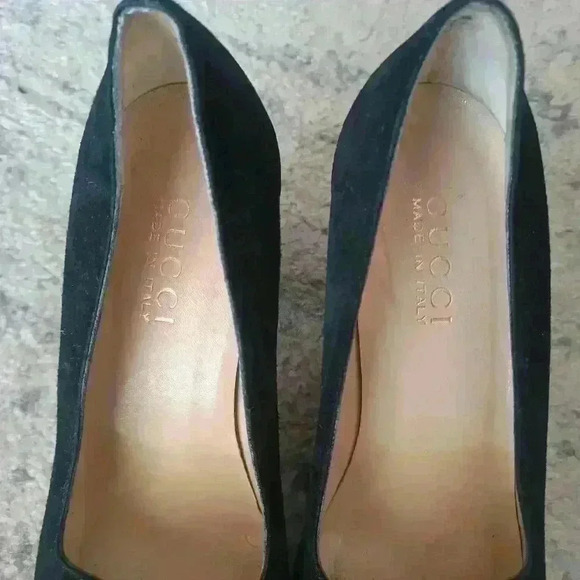 Gucci Scarpa Elegante Pelle Guarn. Met. Suola Cuio Block Heel Pump 7 - Picture 9 of 16